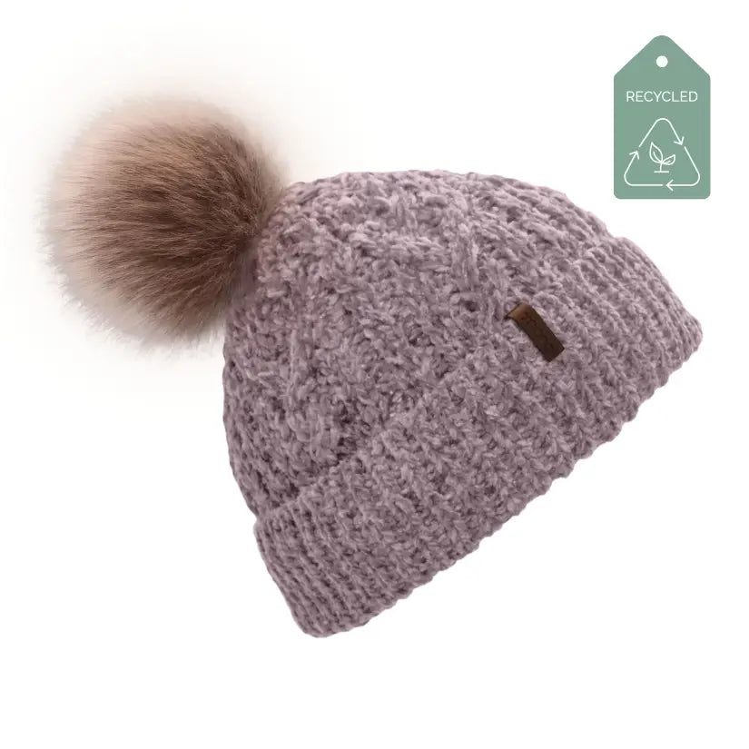 Pudus Beanie Winter Pom Pom Hat | Heather Grey - Grey