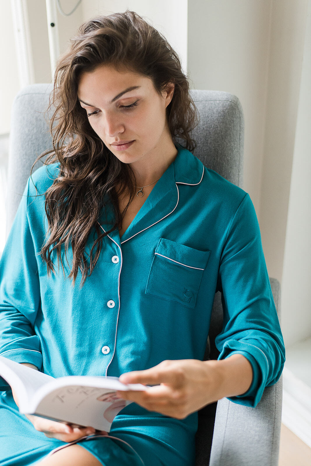 Gracie Sleep Shirt Dress | Harbour Blue