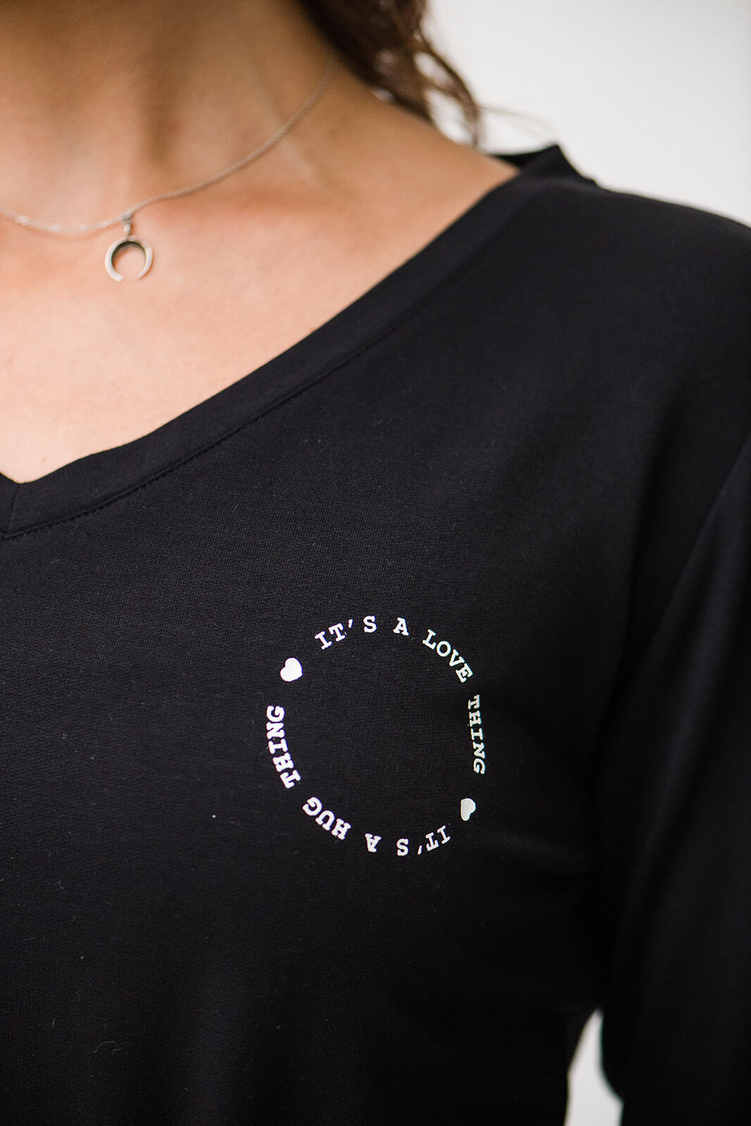 Iris V-Neck Pajama Shirt | Black