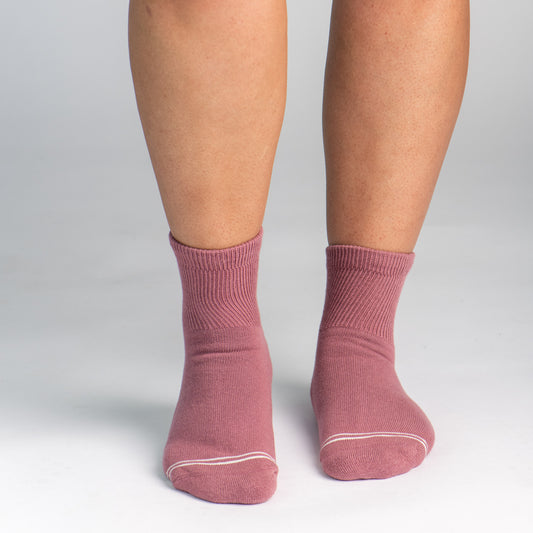 Cushioned Socks | Comfy Quarter Crew | Tea Rose