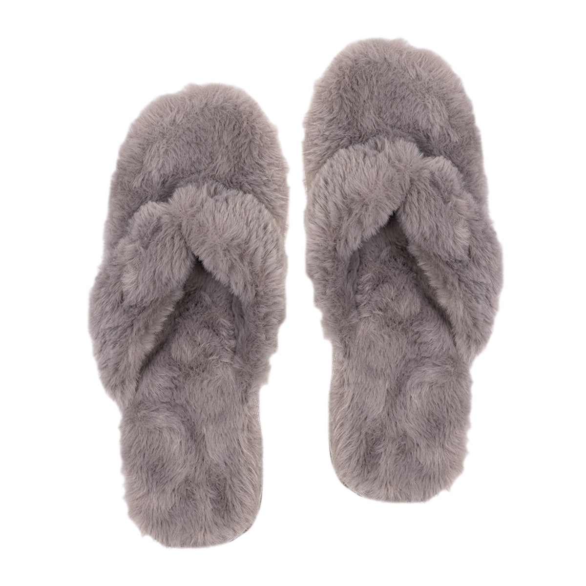Grey faux fur best sale slippers