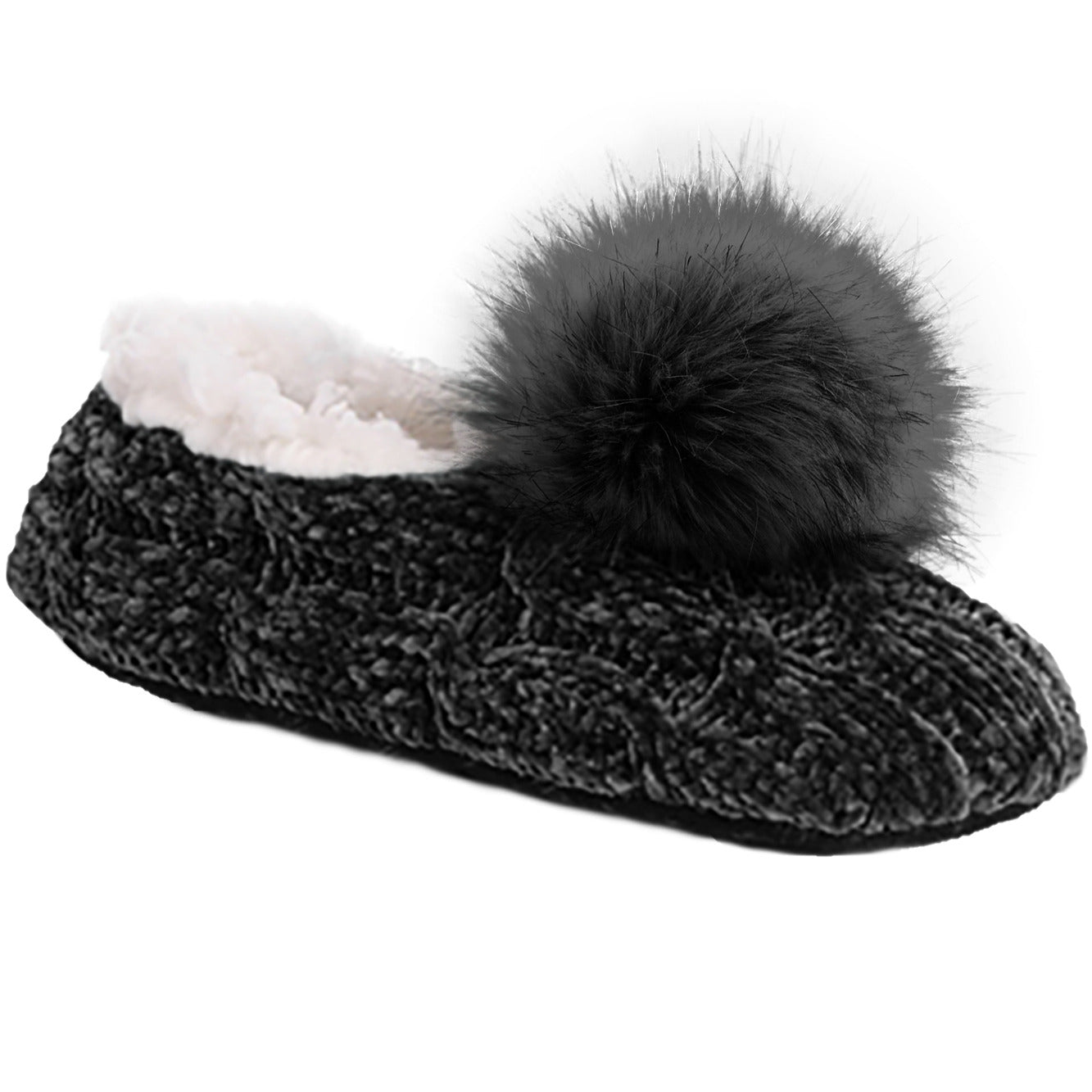 Women Fur Slippers Black