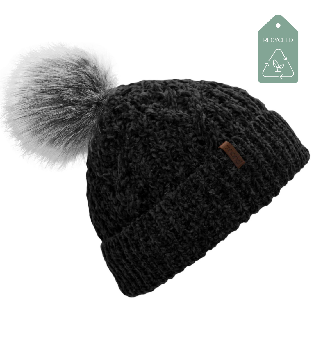 Recycled Beanie Hat Chenille Knit Black – Pudus™ Lifestyle