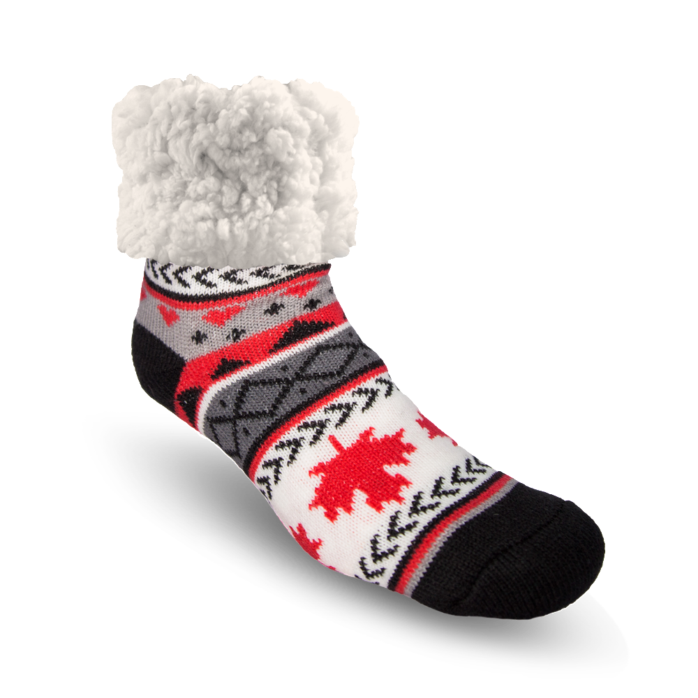 Classic Slipper Socks Maple Leaf Grey – Pudus™ Lifestyle
