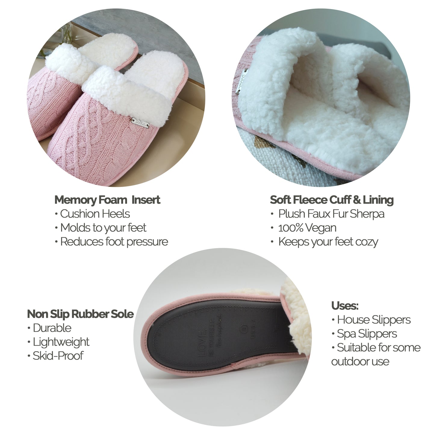 Creekside Slide Slippers | Cable Knit Blush