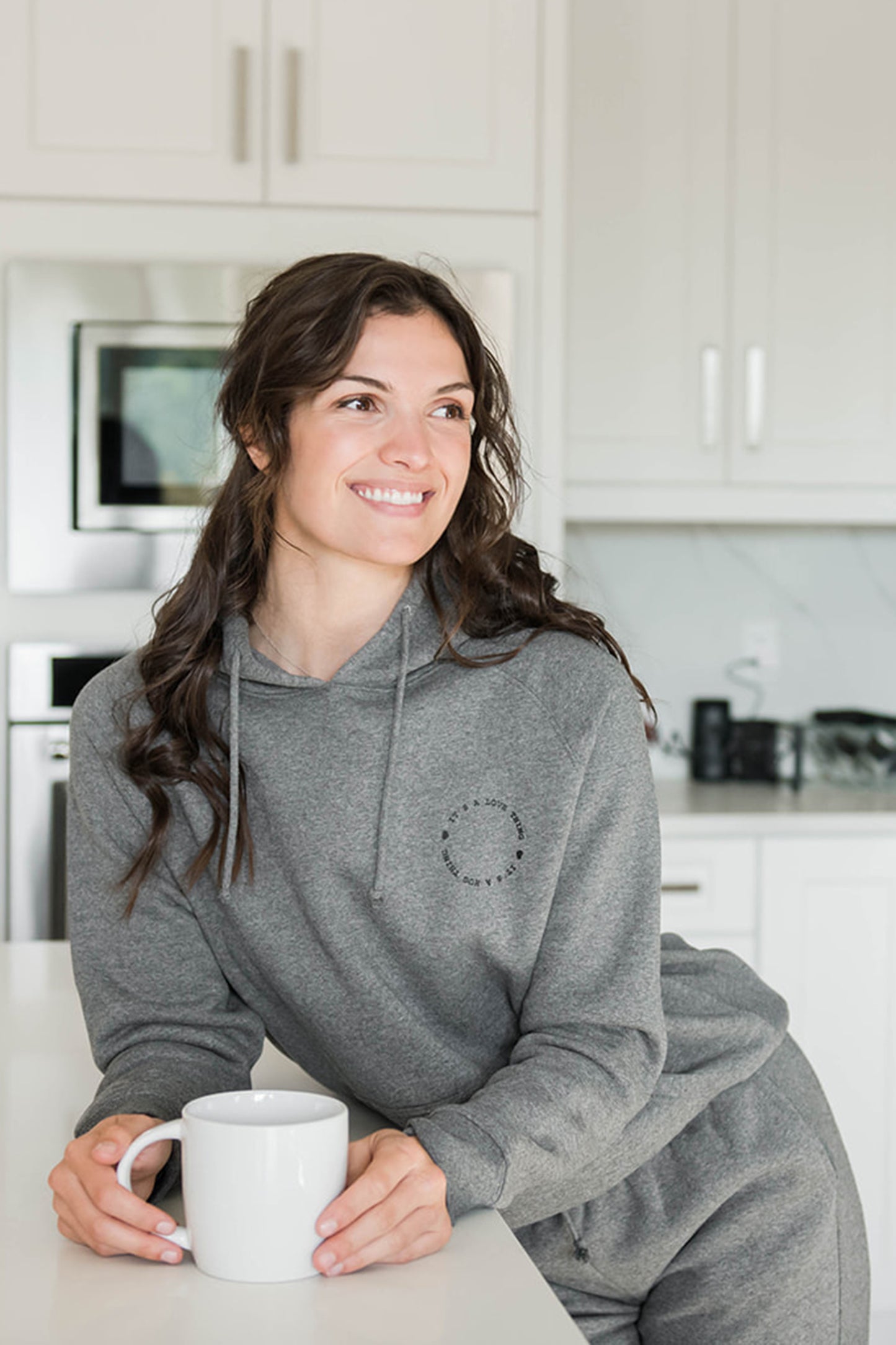 Noa Cozy Hoodie Sweatshirt | It's A Love Thing | Heather Grey