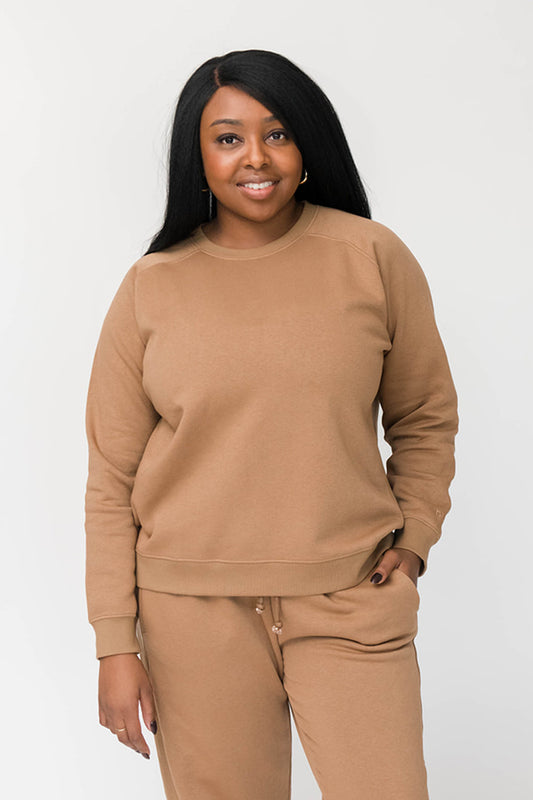 Mila Crew Neck Sweatshirt | Hug It Out | Burnt Caramel