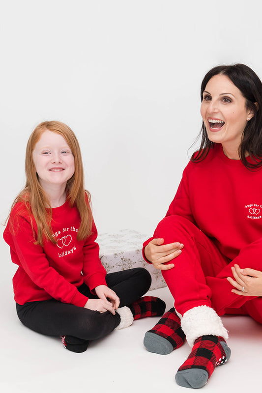 Kids | Mila Hugs For The Holidays Sweatshirt | Holiday Red
