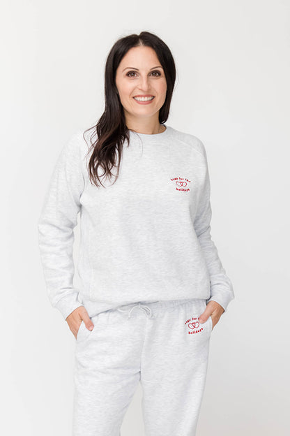 Mila Hugs For The Holidays Sweatshirt | Pebble Grey