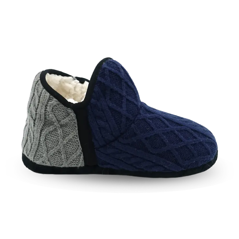 Cable Knit Slippers | Navy Blue Brodie