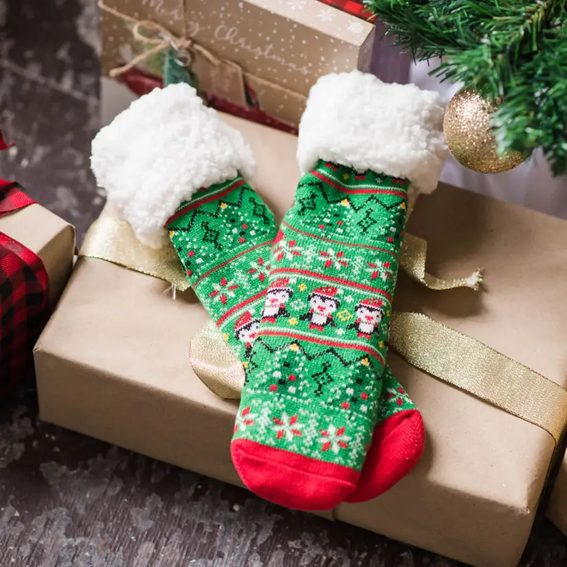 Christmas Penguin - Recycled Slipper Socks