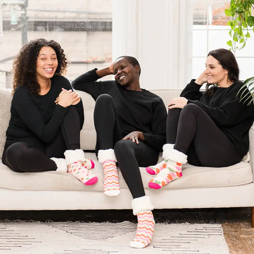 Chevron Peach - Recycled Slipper Socks