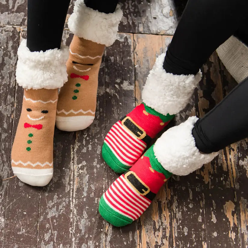 Christmas Gingerbreads - Recycled Slipper Socks