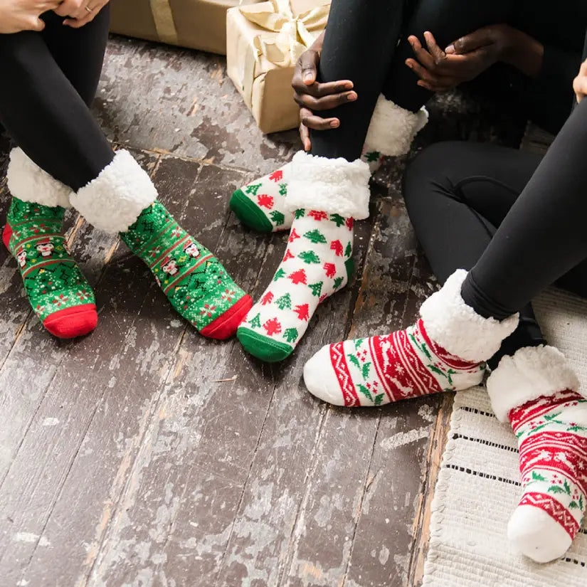 Christmas Pinetrees - Recycled Slipper Socks