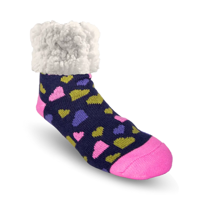 Classic Slipper Socks | Heart Navy