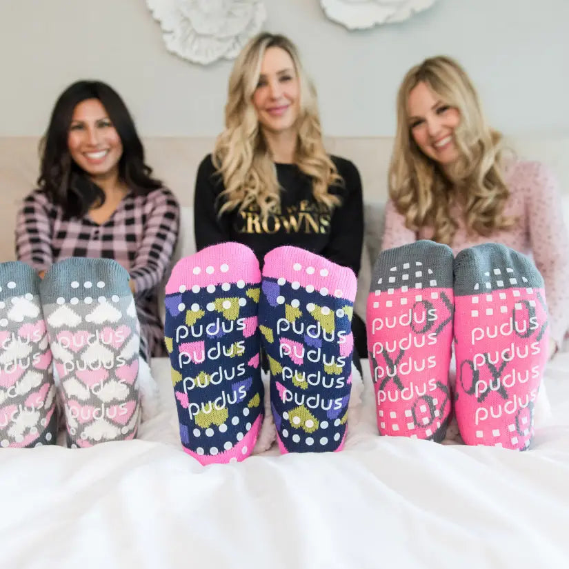 Pudus - Slipper Socks - Valentine Hearts