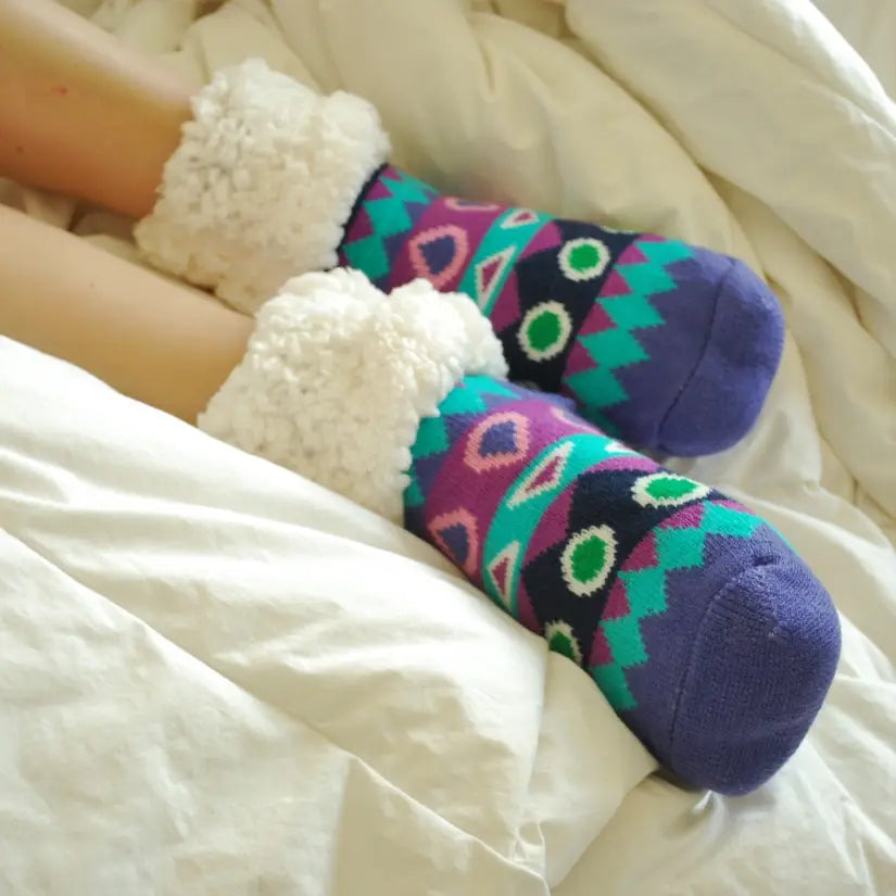 Classic Slipper Socks | Southwest Aqua