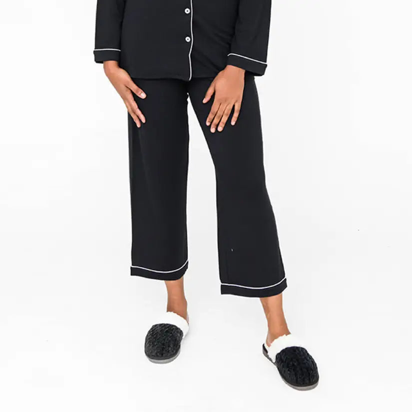 Creekside Slide Slippers | Cable Knit Black