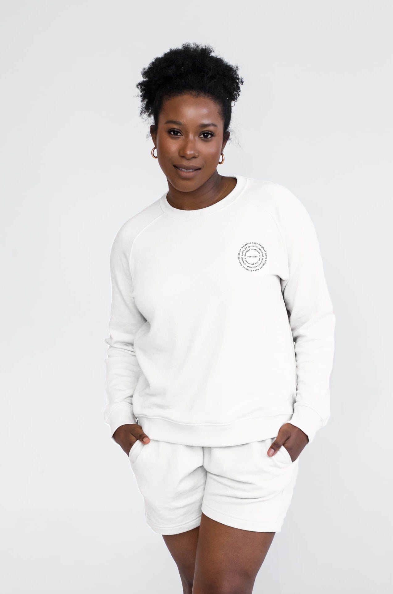 Mila Crew Neck Sweatshirt | Sunshine | White