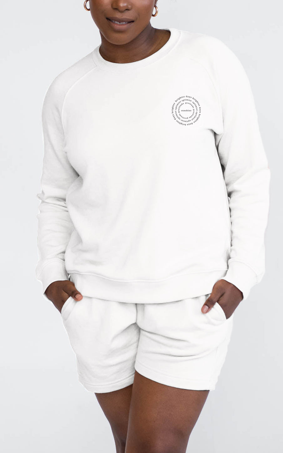Mila Crew Neck Sweatshirt | Sunshine | White