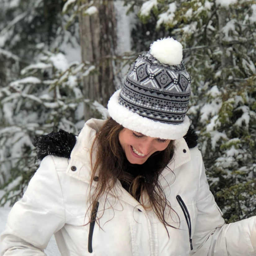 Toque Winter Hat | Geometric Black
