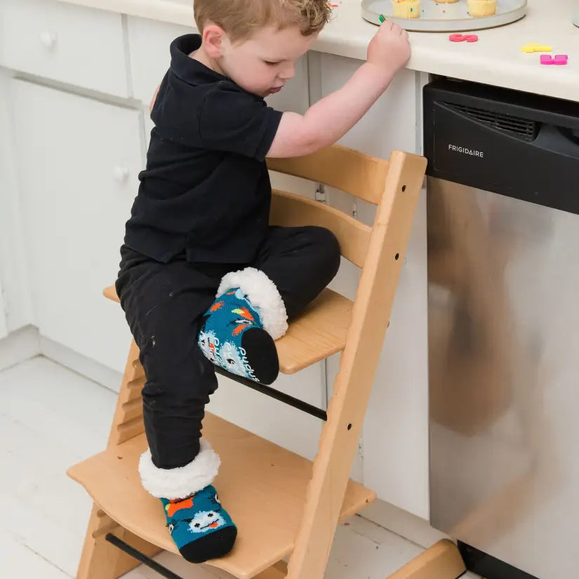 Kids Classic Slipper Socks | Monster Blue