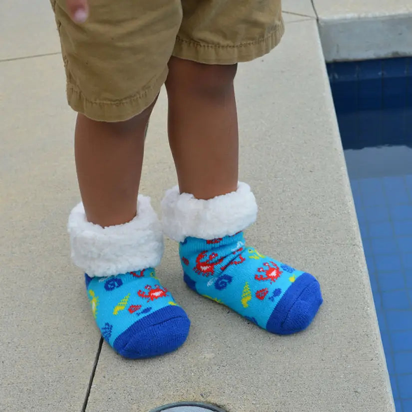 Kids Classic Slipper Socks | Crab Blue
