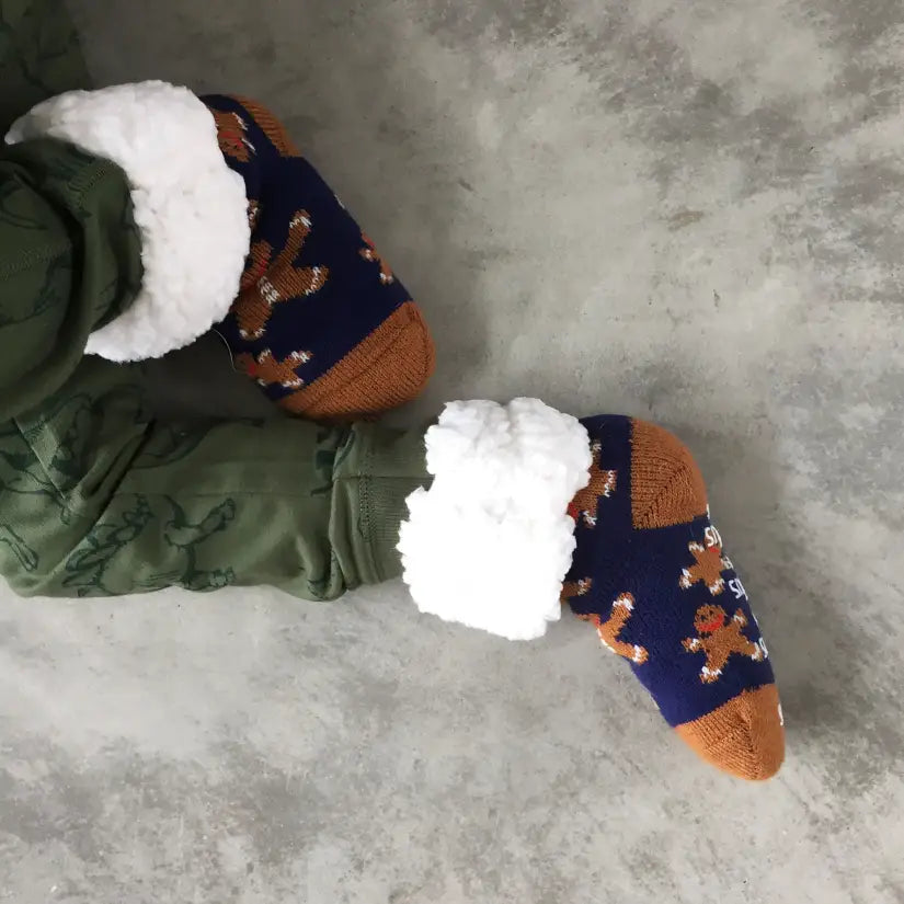 Kids Classic Slipper Socks | Gingerbread Navy