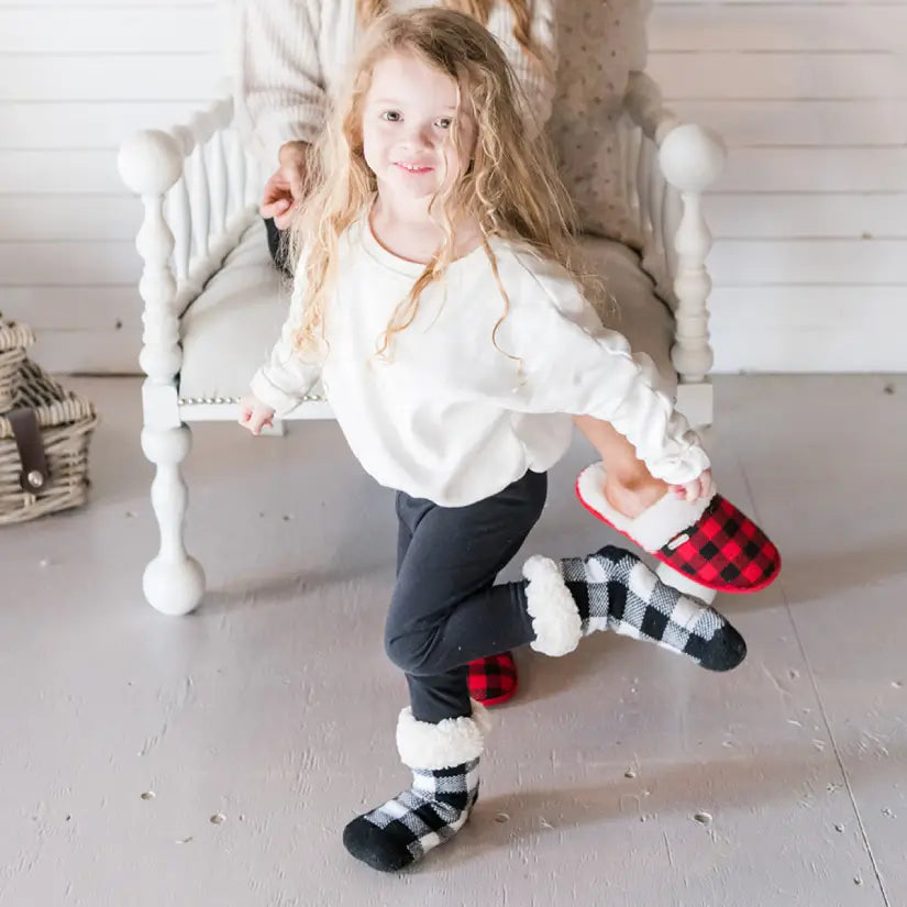 Pudus Toddler Slipper Socks | Lumberjack Red