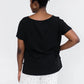 Lola Ballerina Neck Tee with Side Slits | Black