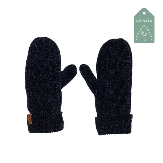 Recycled Mittens - Chenille Knit Bluesail
