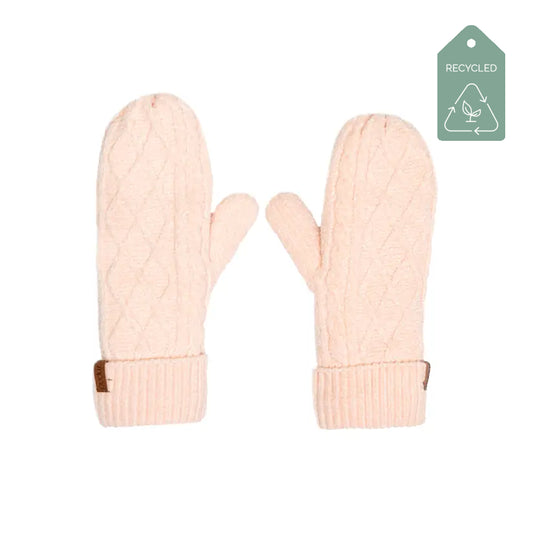 Recycled Mittens - Chenille Knit First Blush