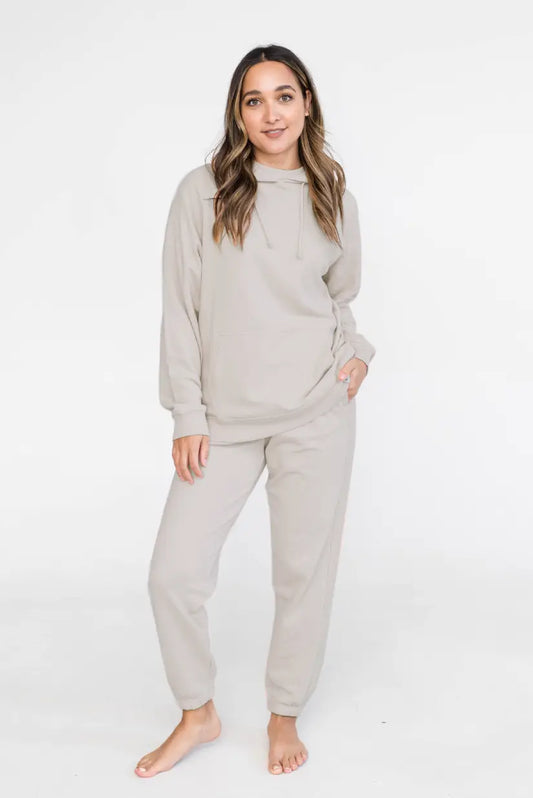 Noa Cozy Hoodie Sweatshirt | Pebble Grey