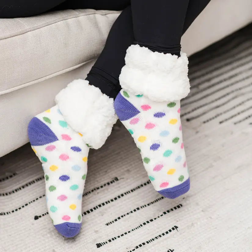 Polka Dot Cloud - Recycled Slipper Socks