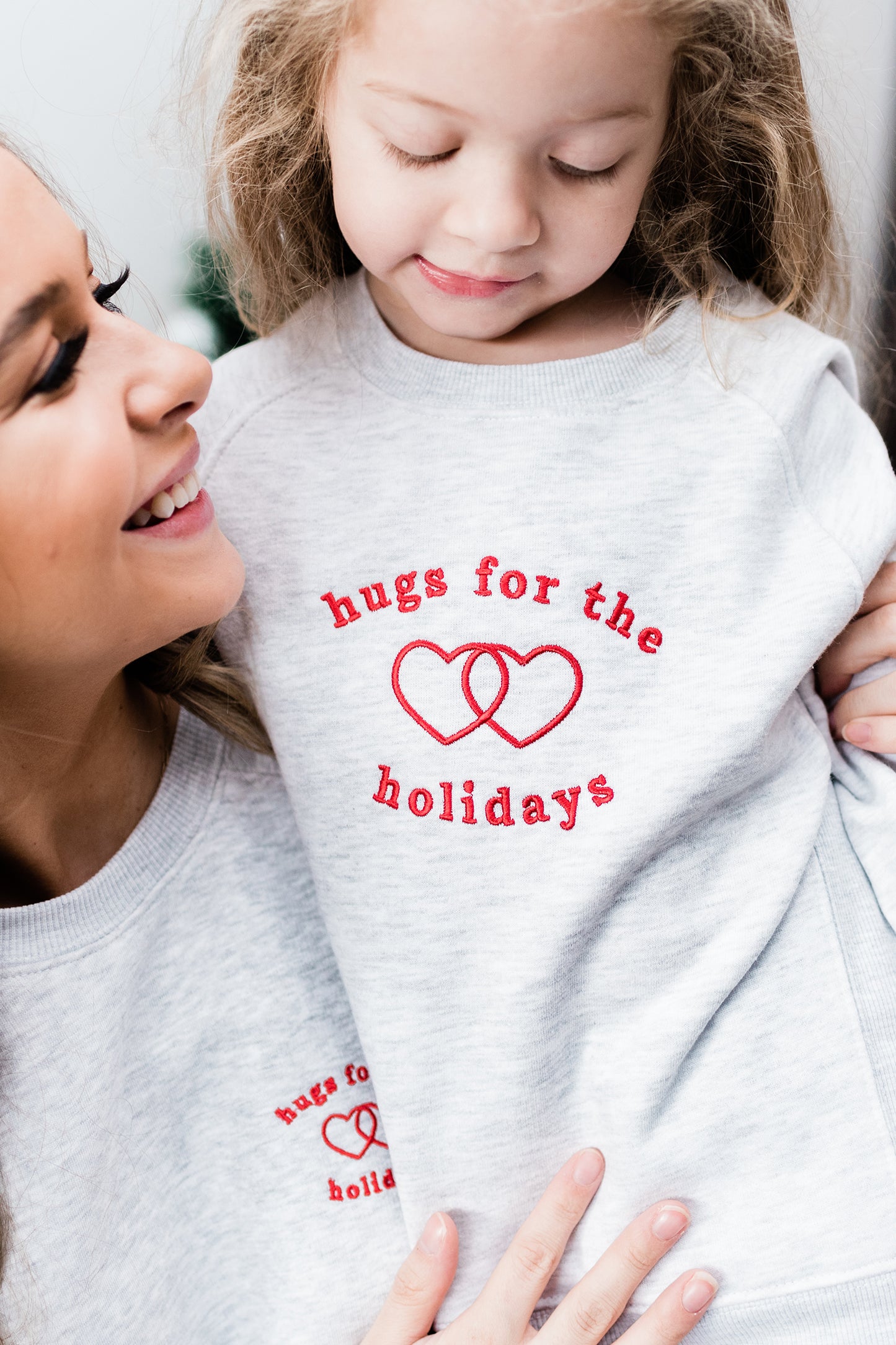 Kids | Mila Hugs For The Holidays Sweatshirt | Pebble Grey