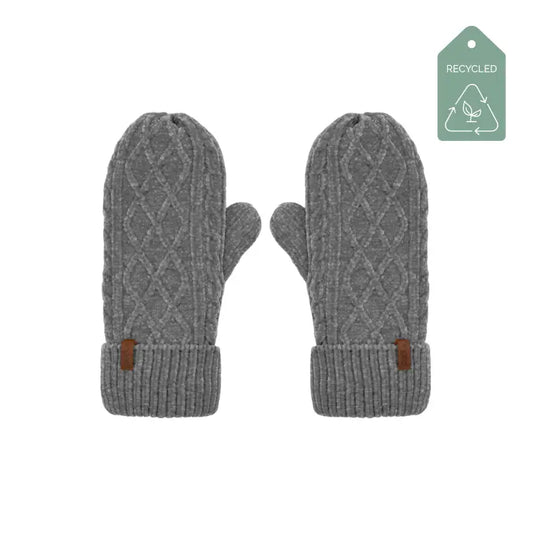 Recycled Mittens - Chenille Knit Charcoal