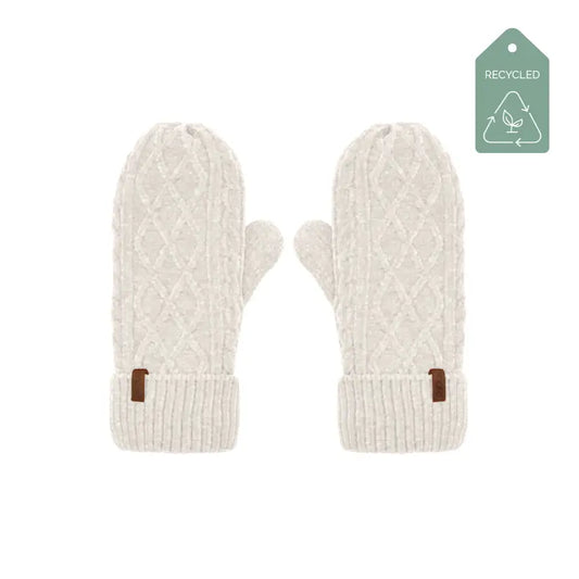 Recycled Mittens - Chenille Knit Cloud