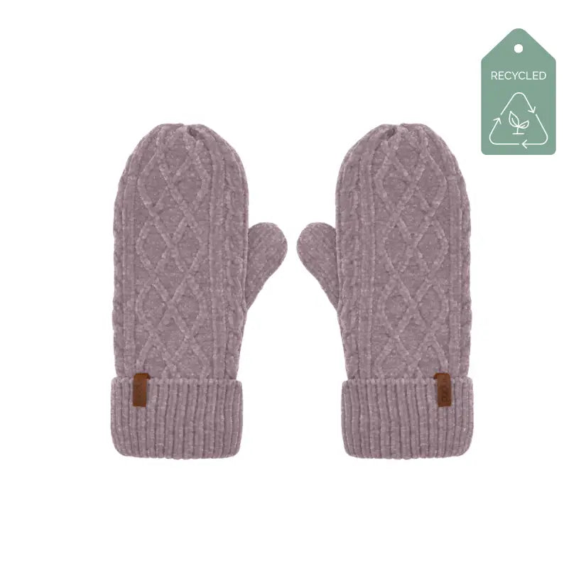 Recycled Mittens - Chenille Knit Elderberry