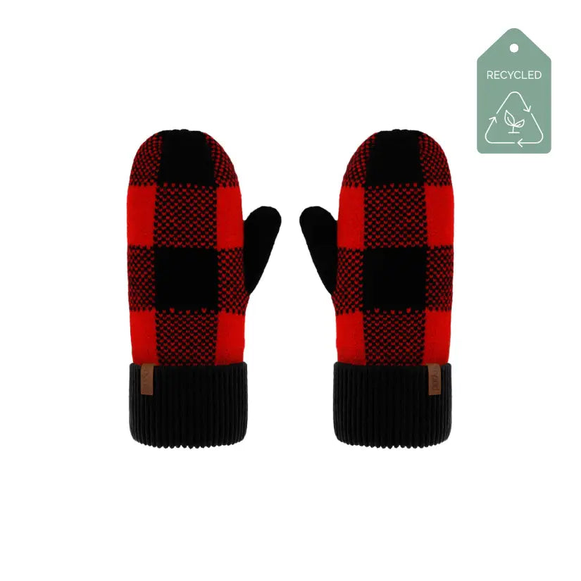 Recycled Mittens - Lumberjack Red