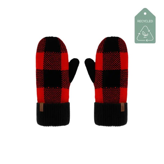 Recycled Mittens - Lumberjack Red