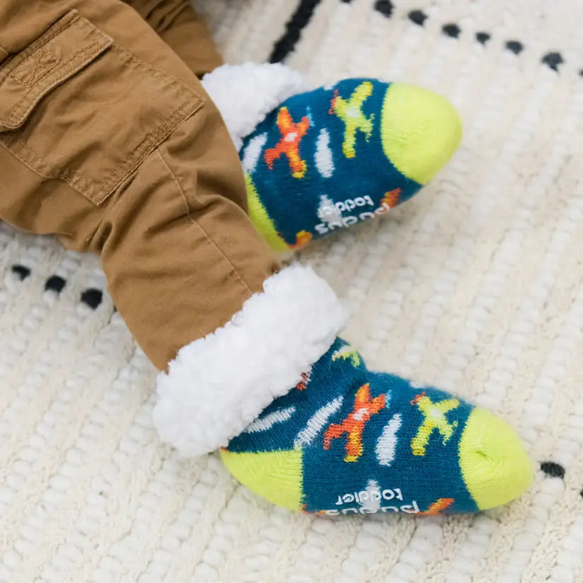 Toddler Classic Slipper Socks | Airplane Oxford