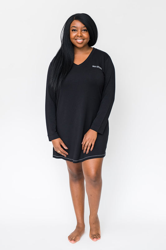 Harlow Sleep Shirt Dress | Black