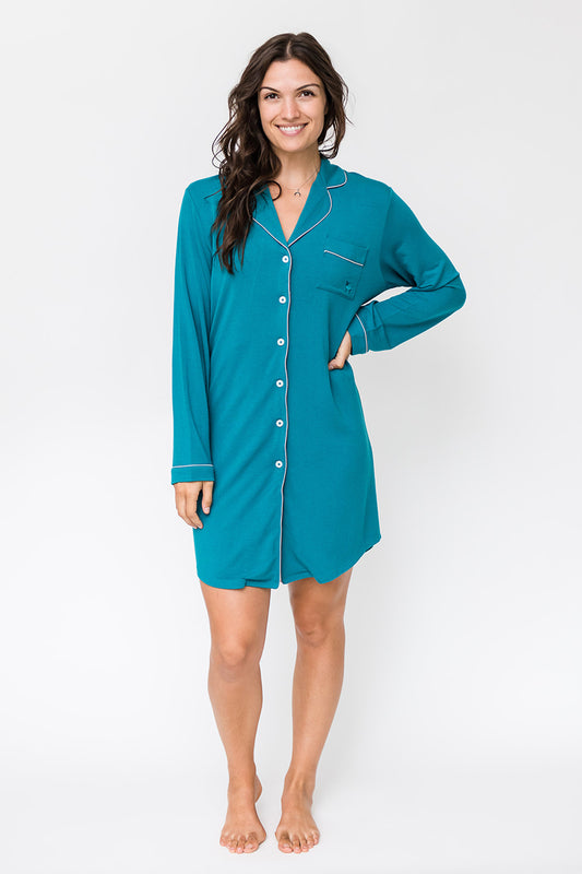 Gracie Sleep Shirt Dress | Harbour Blue