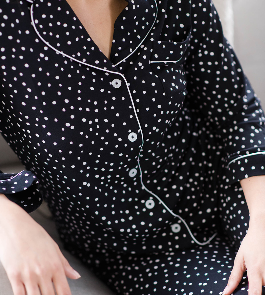 Korrah Pajama Shirt | Black with Cloud Dots