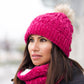 Chenille Knit Beanie Hat | Raspberry