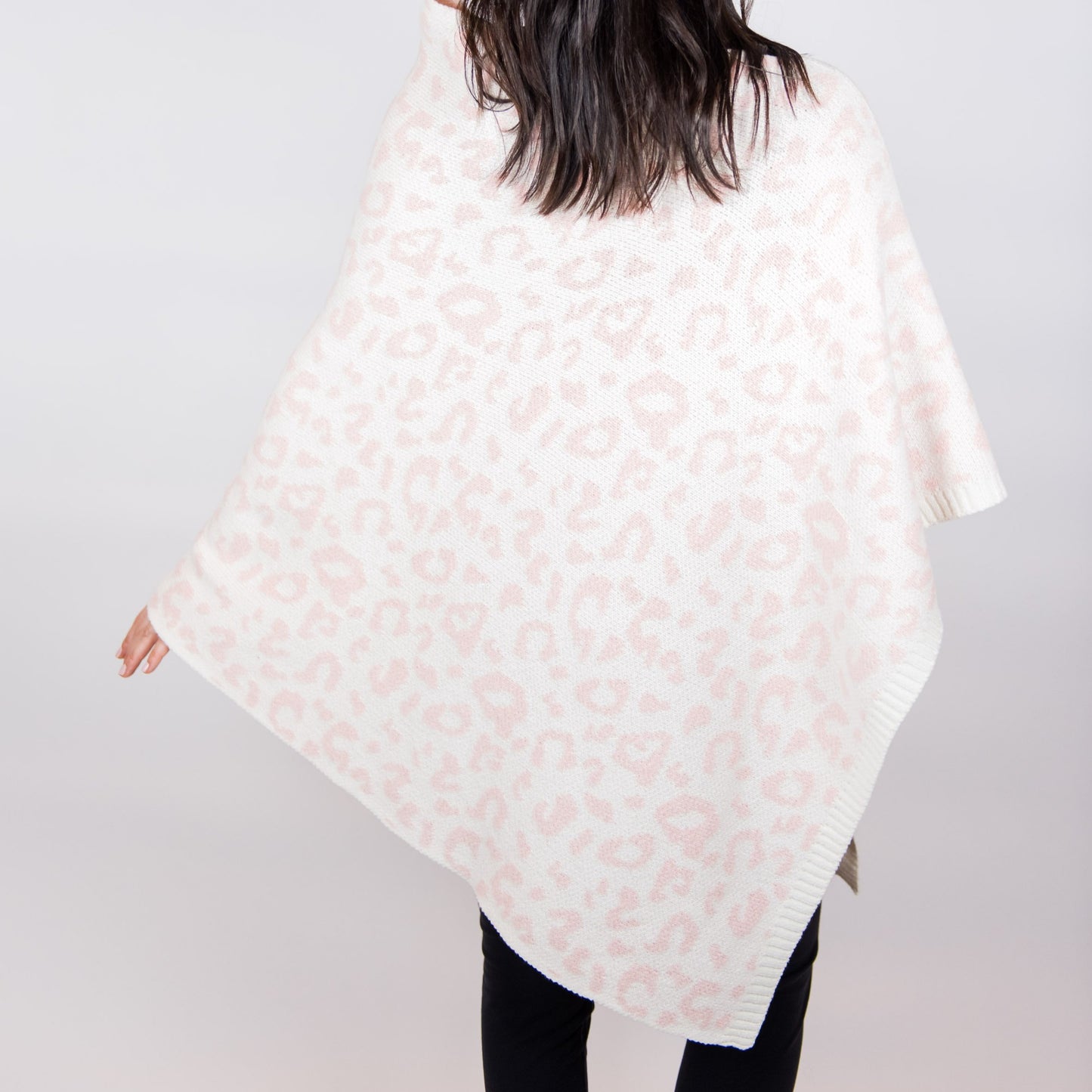 Faux Cashmere Poncho | Cheetah Pink Dogwood