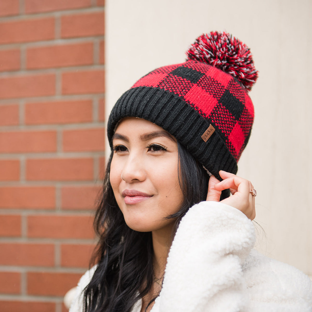 Recycled Pom Pom Hat - Lumberjack Red