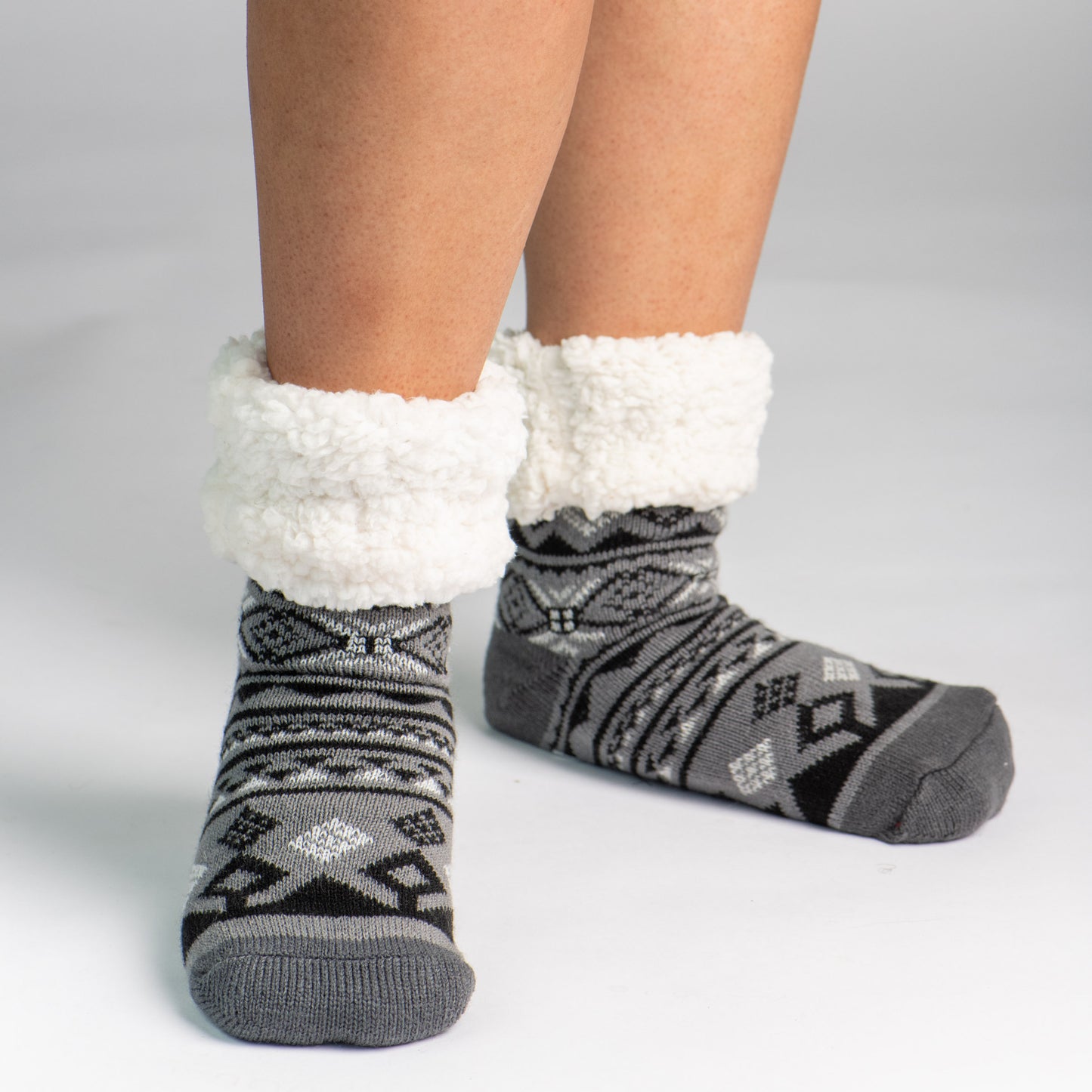 Classic Slipper Socks | Geometric Black