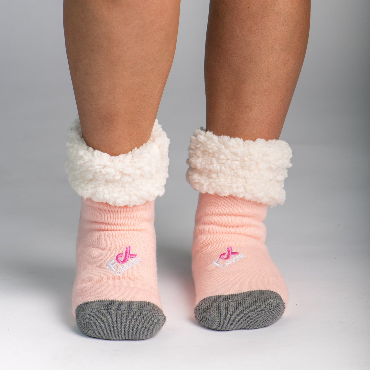F Cancer x Pudus Classic Slipper Socks | Pink