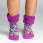 Bright Classic Slipper Socks | Purple Leopard